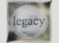 Angola (detail), 1995, etched and plain glass, screen print, acrylic & cellulose paint on board, 32 x 33.5 x 14.5 cms